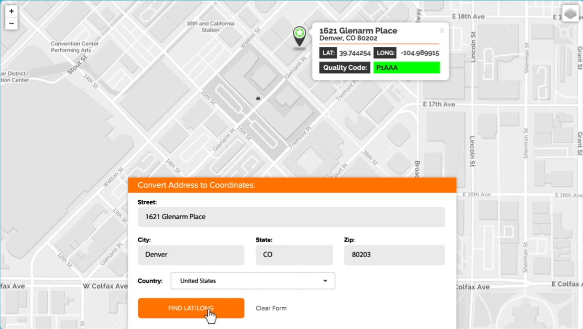 screenshot of MapQuest API